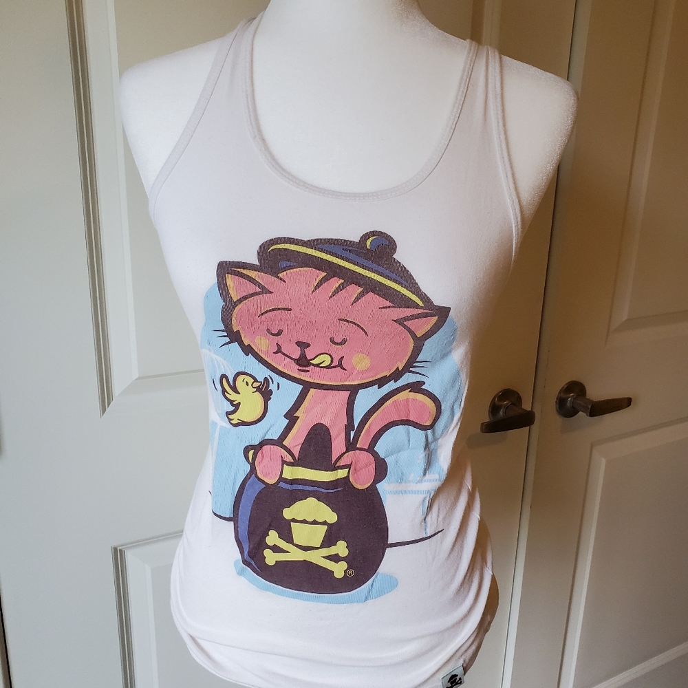 Johnny cupcakes pink cat kitten razorback shirt